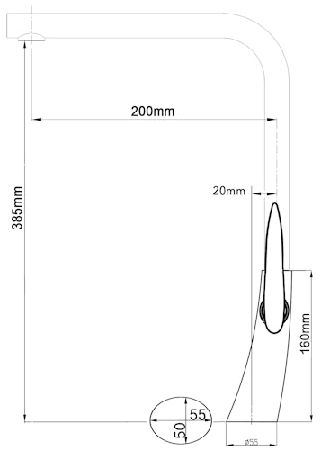 Wasserhahn Küchenarmatur, LEAF, mit 360° schwenkbarem L-Auslauf, Verchromt / Schwarz Granit