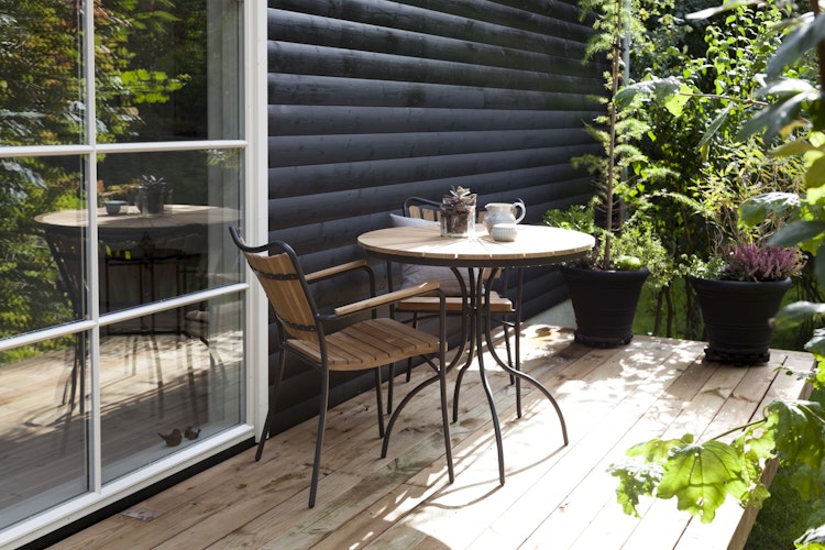 Cinas Kaffeetisch ELLEN, Ø 80 cm, Aluminium / Teak