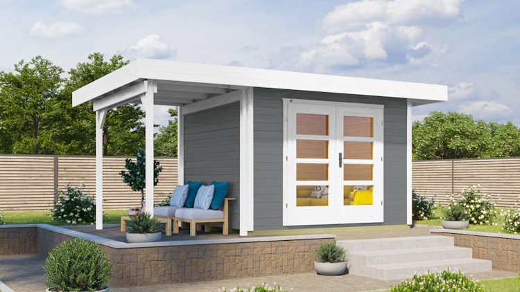 Weka Designhaus 126 A+ inkl. 150 cm Anbau und extra hoher Tür - 28 mm