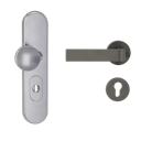 Vorschaubild Griffwerk TITANO Kombi SB_882 ES1 (S2) -Edelstahl matt Kombi-Schutzbeschlag -Knopf/Drücker -mit Griff DESM GRAPH -KGR -rund -L -ZA, 72mm -TS 38-50