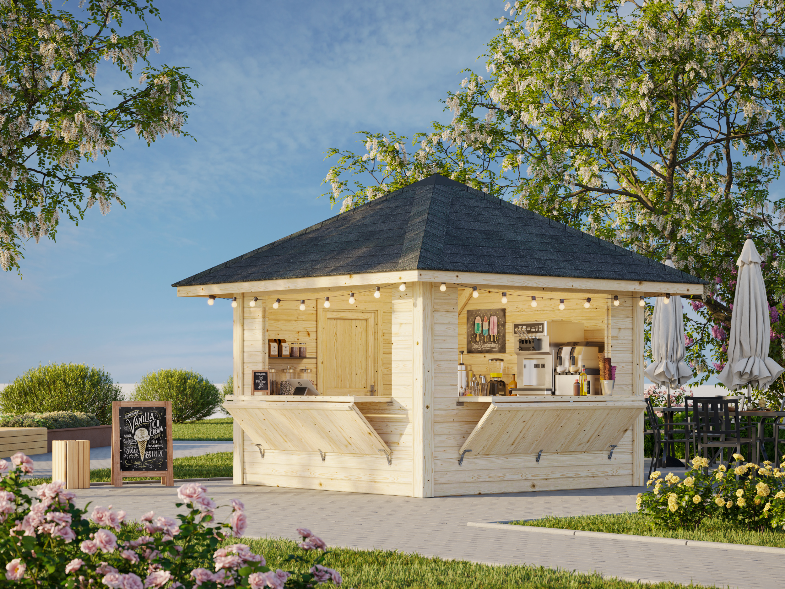 Palmako Marktstand Bianca 8,3 m² Set 105 - 28 mm