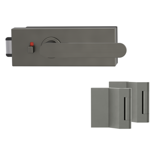 Griffwerk PURISTO S -Kaschmirgrau Ganzglastürbeschlagset -3-teiliger Bandsatz -mit Griff DESM AVUS -EM -smart2lock