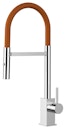 Vorschaubild Wasserhahn Küchenarmatur, QU, mit 360° schwenkbarem Auslauf, abnehmbare 2 strahl Handbrause, Verchromt / Orange