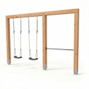 Vorschaubild EXIT Linea Massiv 140 doppelte Holzschaukel mit Reckstange