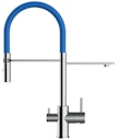 Vorschaubild 3 Wege Wasserhahn Küchenarmatur, FL, mit 360° schwenkbarem Auslauf, abnehmbare 2 strahl Handbrause, Verchromt / Blau