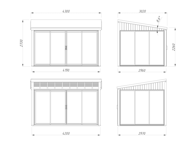 Palmako Glashaus Lumi 11,6 m² (Wintergartenanbau) - Slide Plus