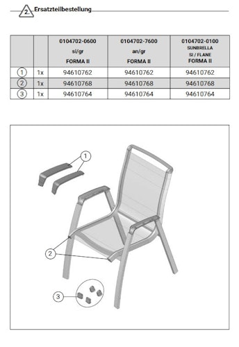 Kettler Ersatzteil Kederprofilstopfen für Multipositionssessel & Stapelsessel FORMA ll, 2er Set
