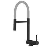 Wasserhahn Vorfenster Küchenarmatur, Umklappbar 6 CM, mit 360° schwenkbarem Auslauf, abnehmbare 2 strahl Handbrause, Schwarz Matt / Grau