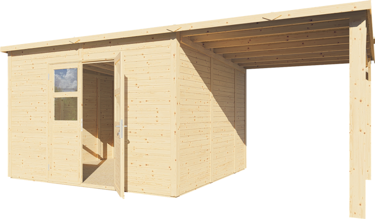 Bertilo Gartenhaus Borkum 2 Inkl. Schleppdach - 19 mm