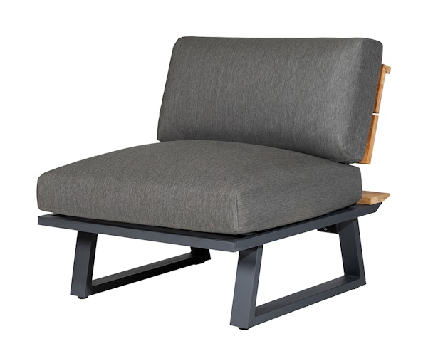 Diamond Garden Lounge-Set NORA Sun & Rain, Sofa + Hocker + Tisch, Aluminium / Teak / Tuvatextil (100 % Polyacryl)