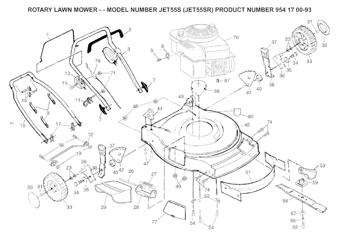 Husqvarna Rasenmäher gelegentliche Nutzung JET55S, JET55SR, 954170093, 2003-01