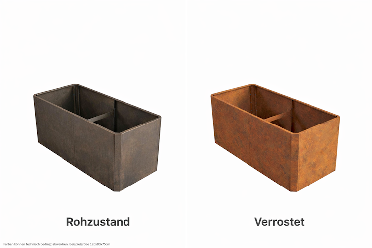 Premium Hochbeet aus Cortenstahl mit Rostpatina 120 x 80 x 75 cm