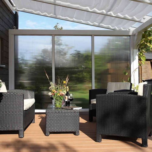 Skan Holz Seitenwände aus Polycarbonat für Terrassendach (Wandanbau)