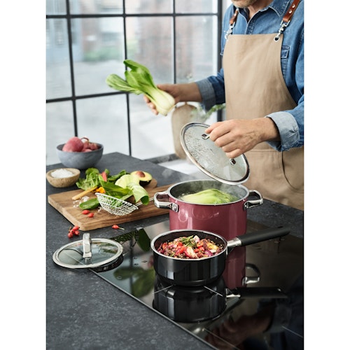 WMF Fusiontec Mineral Fleischtopf mit Glasdeckel, 20 cm, Rose Quartz