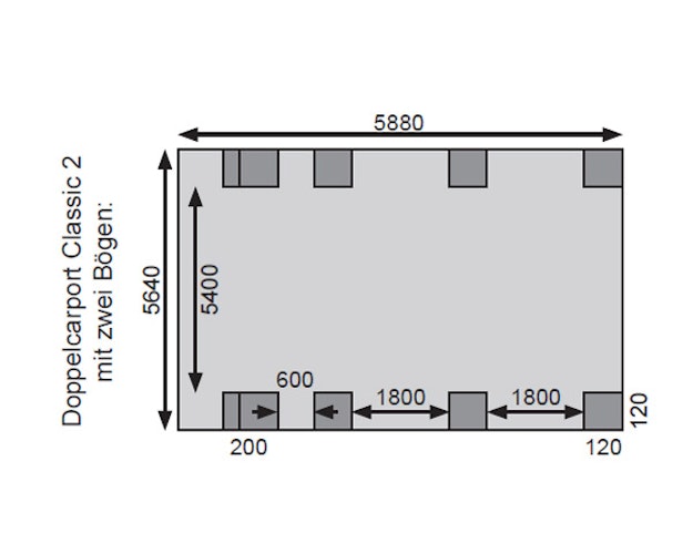 Karibu Carport Doppelcarport Classic Doppel 2 - kesseldruckimprägniert