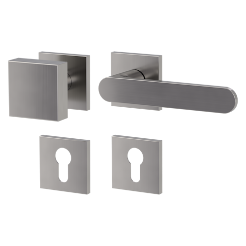 Griffwerk Wechselgarnitur VAYA 291 AVUS fast2fix Fast2Fix  Rosetten eckig Knopf SQUARE Samtgrau R