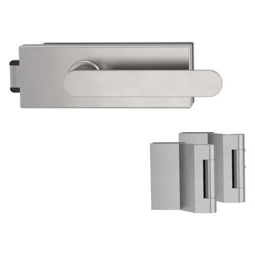 Griffwerk PURISTO S -Edelstahl matt Ganzglastürbeschlagset -3-teiliger Bandsatz -mit AVUS -SG -UV