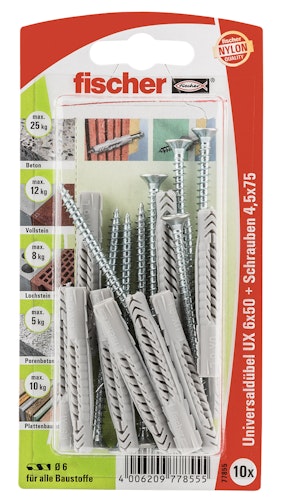 FISCHER Universaldübel UX 6x50 SK (10 Stück)