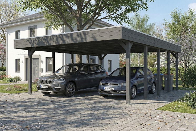 Skan Holz Friesland - Flachdach Doppelcarport aus Nadelholz Breite 546 cm