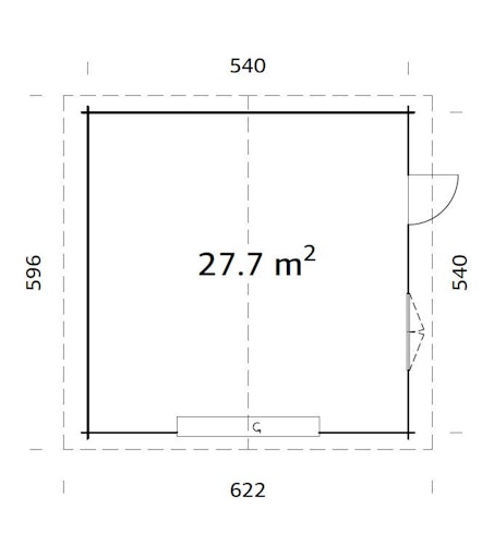 Palmako Garage Roger 27,7 m² - 70 mm - mit Sektionaltor