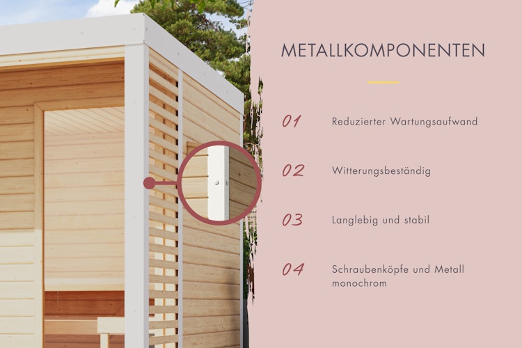 Karibu Saunahaus Ares 2 - Hybridhaus mit Metallrahmen - 38 mm inkl. gratis Sauna-Zubehörset im Wert von 234,94 €