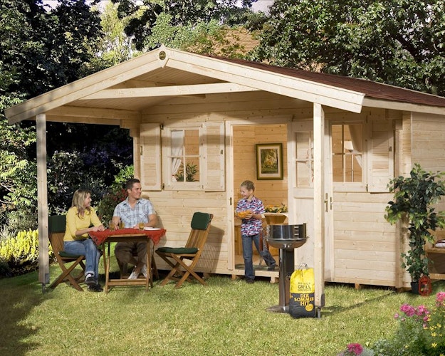 Weka 45 mm Gartenhaus 135 A mit Vordach (200 cm)