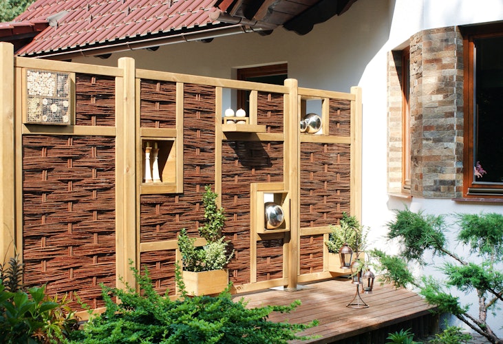 T&J LABO-3D Weidengeflechtzaun 94x 180 cm, 1 Fenster mittig