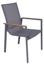 Vorschaubild Garden Pleasure Gartenmöbel Set RANA / SILEA 03, Tisch 200 x 100 + 6 Stapelsessel, Alu Anthrazit / Keramik Silbereiche / Kunststoffgewebe Dunkelgrau
