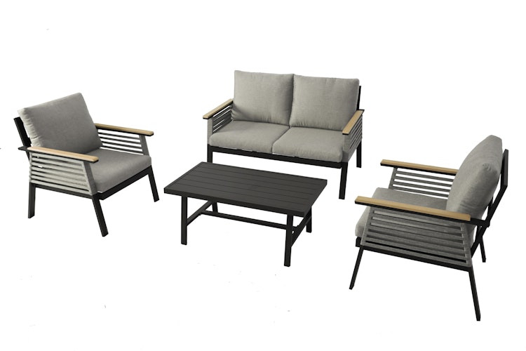 Garden Pleasure Lounge-Set DENIA, Aluminium Anthrazit / Rope / Kissen 100 % Polyester