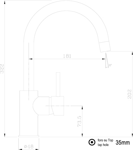 Wasserhahn Küchenarmatur, SAM, mit 360° schwenkbarem U-Auslauf, Verchromt