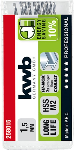 kwb Akku Top HI-NOX HSS Bohrer 1,5 mm TÜ 258015
