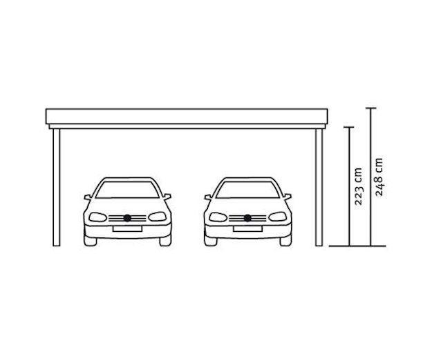 Skan Holz Emsland - Flachdach Doppelcarport aus Leimholz Breite 613 cm
