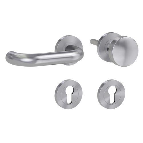 Griffwerk ALESSIA PROFESSIONAL Schraubtechnik FS Panik -Edelstahl matt  Rosettengarnitur -Schraubt. -Knopf R2 -WL -Stift 9mm -TS 38-50mm