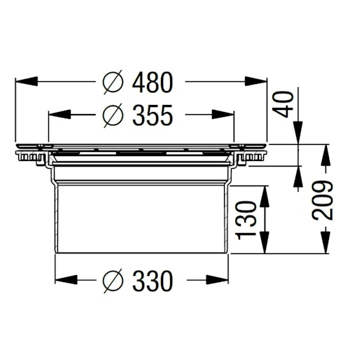KESSEL-Verlängerungsstück 830073, vertiefter Einbau, Flansch/ Gegenflansch