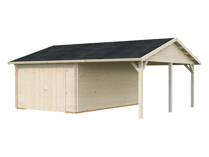 Palmako Garage Roger 19,0 + 16,2 m² - 44 mm - mit Holztor