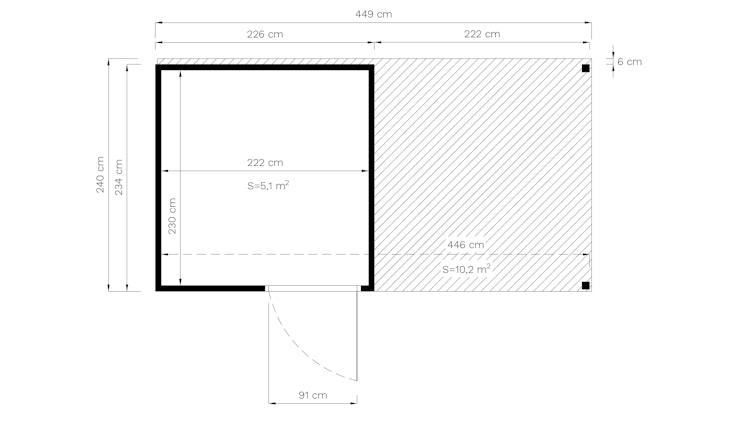 Bertilo Gartenhaus Cubus 2 Lounge - 19 mm