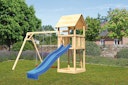 Vorschaubild Akubi Kinderspielturm Lotti mit Satteldach inkl. Wellenrutsche und Doppelschaukelanbau (Set B)