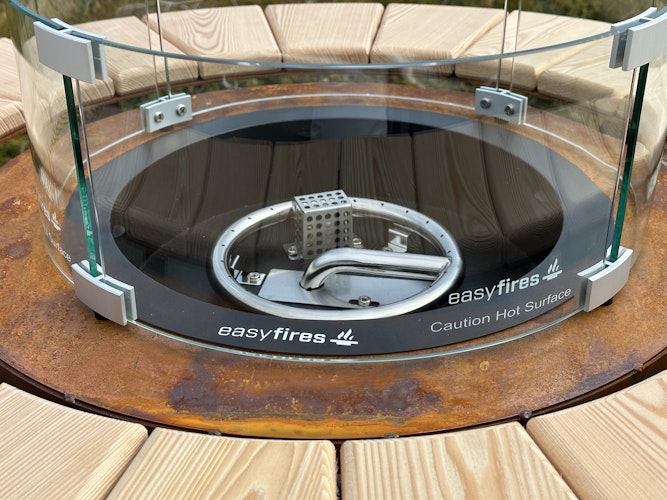 Badeko Stehtischofen ,,Gasfeuer" Ambiente in Edelrostoptik