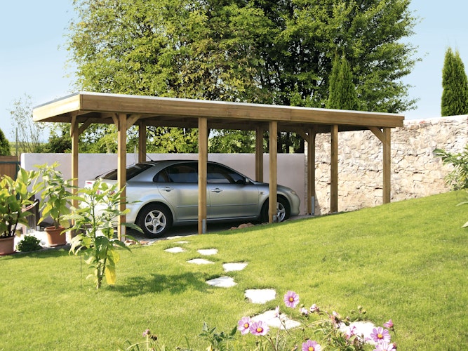 Skan Holz Friesland - Flachdach Einzelcarport Profil - Breite 397 cm Nadelholz