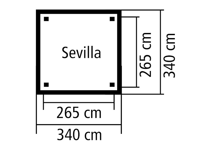 Karibu 4-Eck Pavillon Sevilla kesseldruckimprägniert Sparset inkl. Dachschindeln