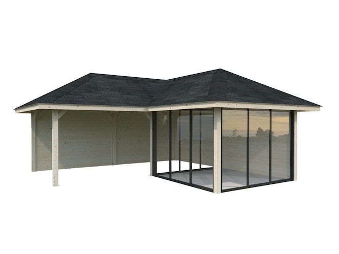 Palmako Pavillon Bianca 24,9 m² Set 512 Slide Plus mit Isolierglas-Schiebetüren