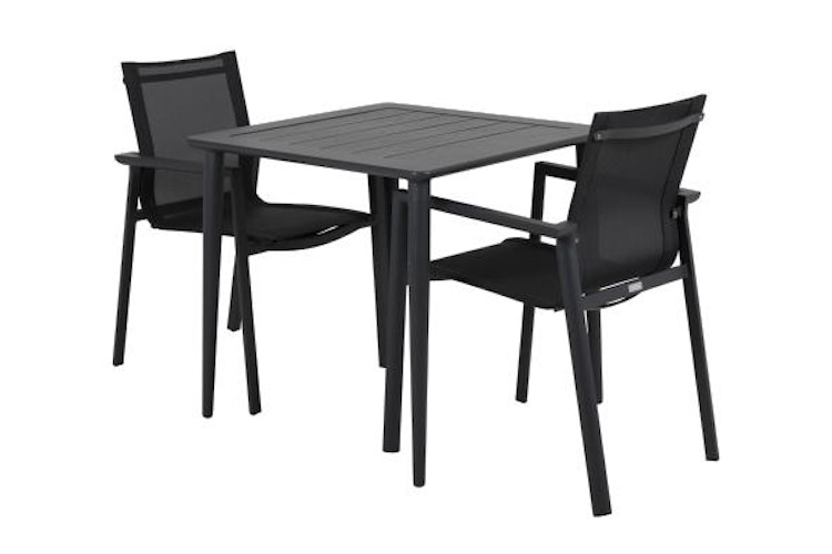 Brafab Stapelsessel DELIA, Aluminium Weiß / Kunststoffgewebe Schwarz - Abverkauf 