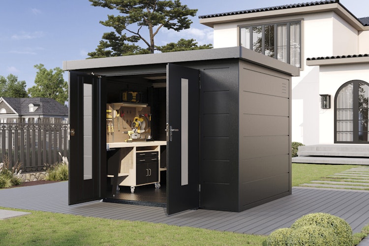 Wolff Finnhaus Premium Metall Gartenhaus Eirik 3024 Anthrazit