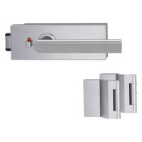 Griffwerk PURISTO S -Edelstahl matt Ganzglastürbeschlagset -3-teiliger Bandsatz -mit Griff TRI 134 -EM -smart2lock