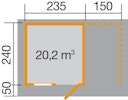Vorschaubild Weka 28 mm Gartenhaus 170 A mit Anbau (150 cm)