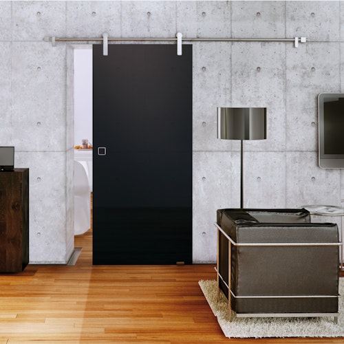 GRIFFWERK offenes Schiebetürsystem R8 vor der Wand-Edelstahl Optik