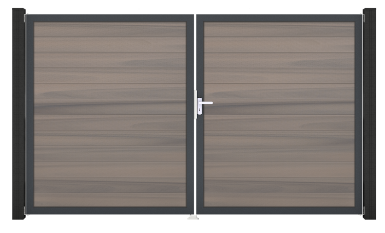 GroJa Solid Tor 2-flügelig 3000 x 1800 mm, Alu-Rahmen Anthrazit DB 703