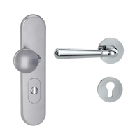 Griffwerk Kombi-Schutzbeschlag TITANO SB_882 mit Griff FABIA 72mm Zylinderabdeckung Tür 38-50mm L FABIA Chrom