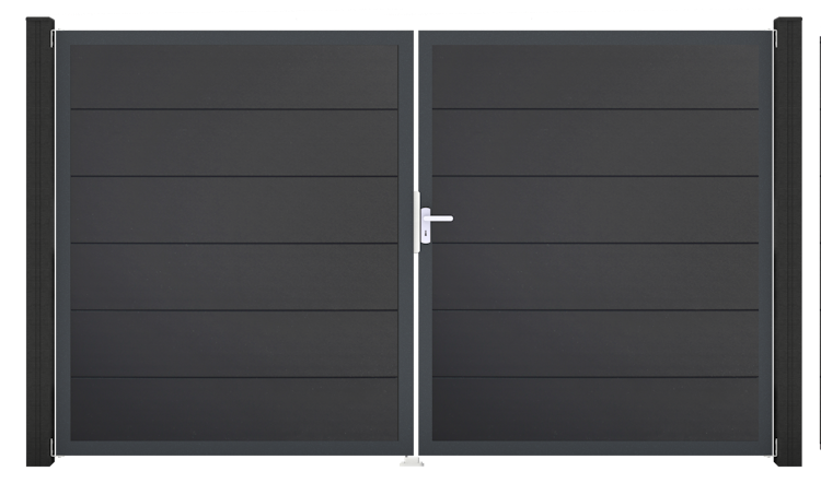 GroJa BasicLine Tor 2-flügelig , Rahmen Anthrazit DB 703, 3000 x 1800 mm