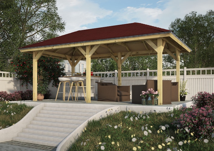 Karibu 4-Eck Pavillon Bergen 1 kesseldruckimprägniert